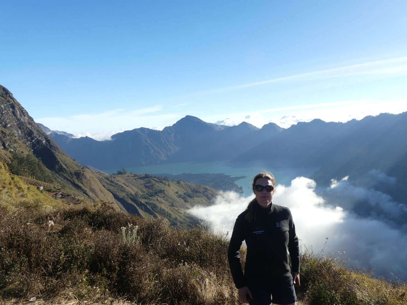 The summit cone of Rinjani from the rim camp