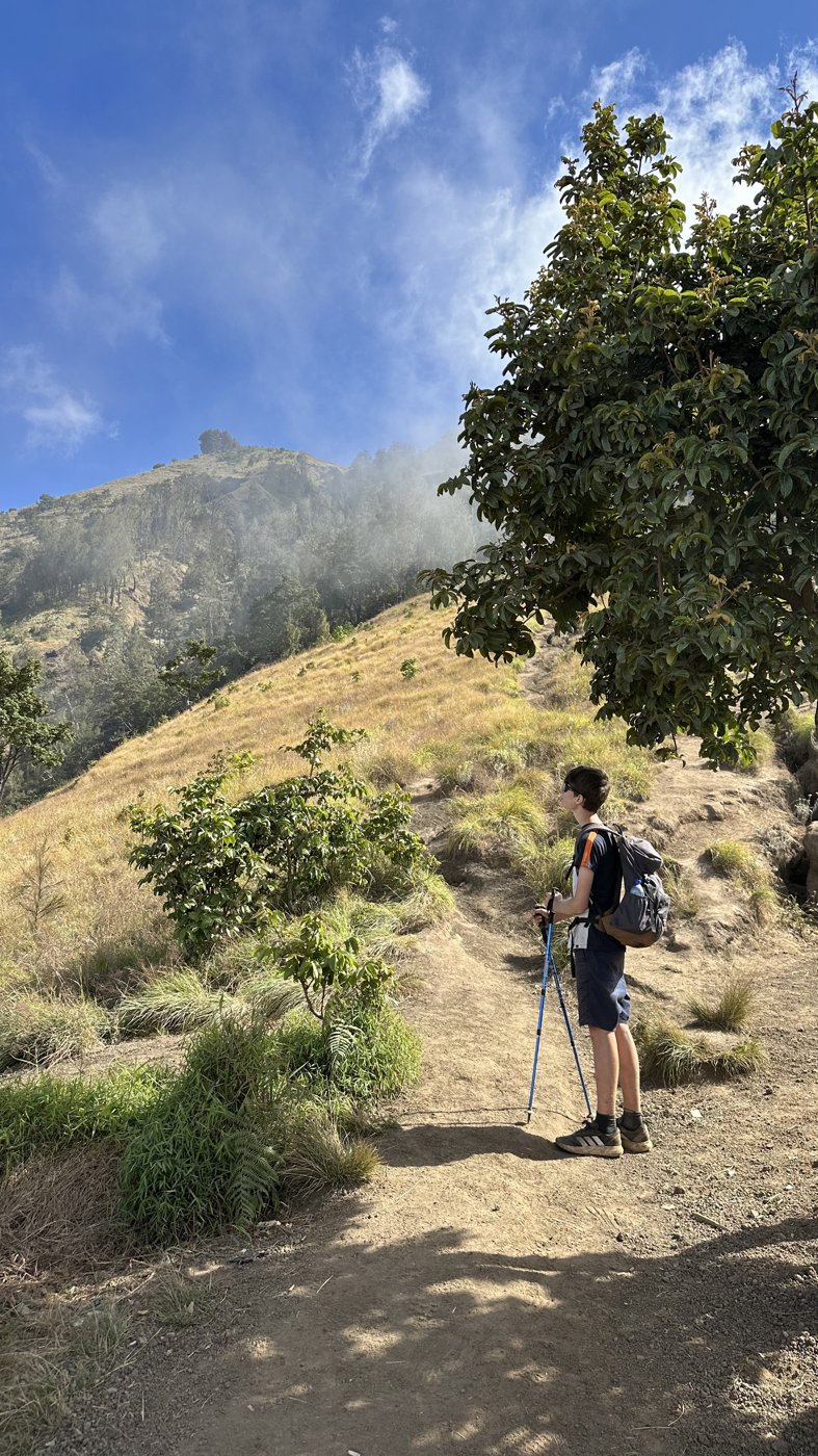 The summit cone of Rinjani above the rim