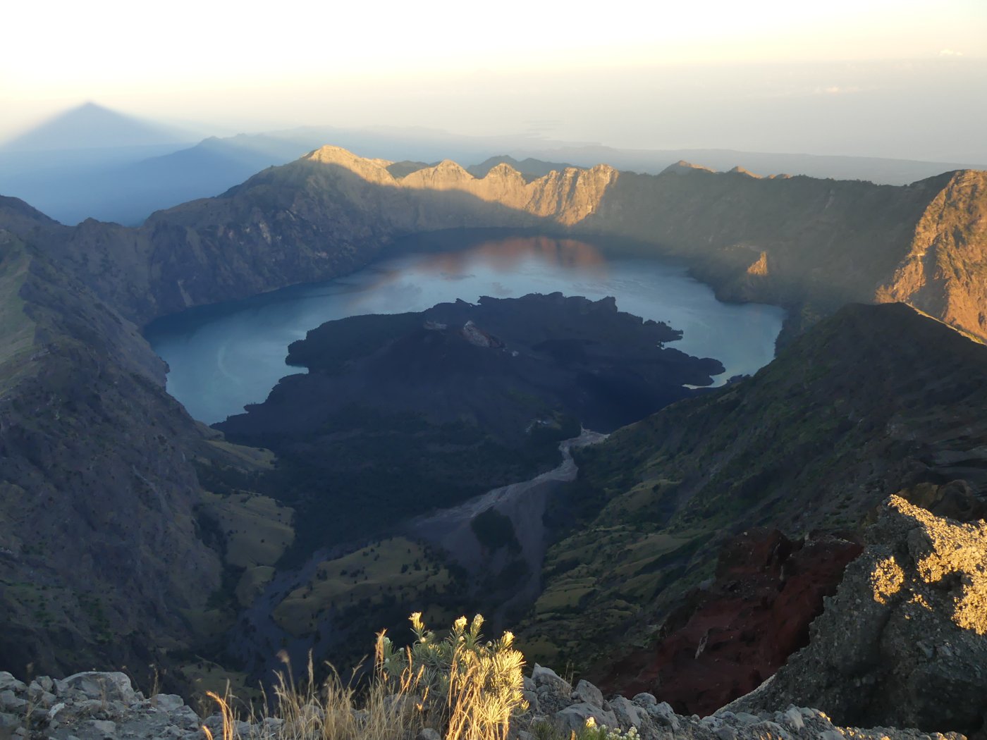 View down into the crater toward the lake
