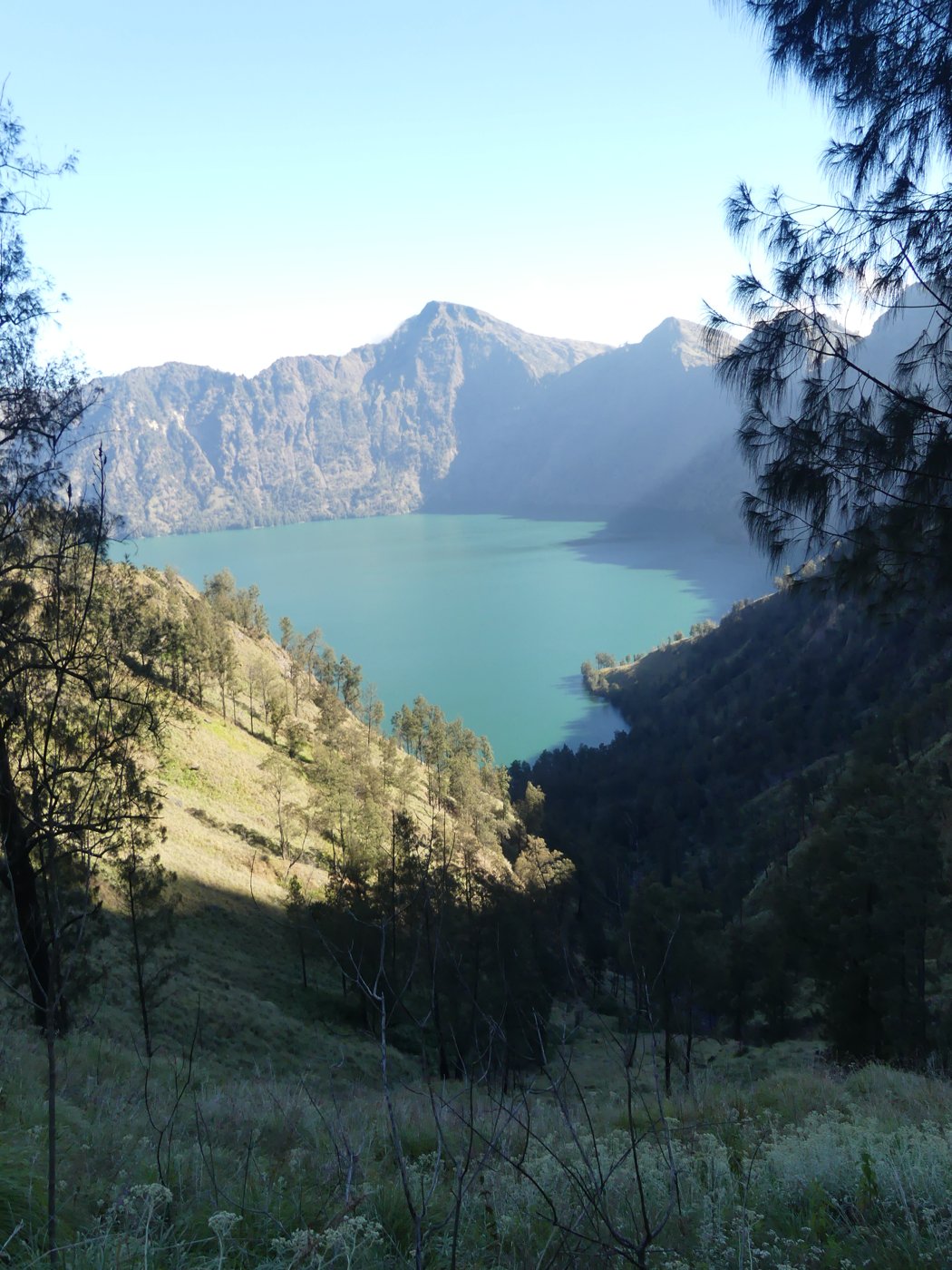 On the crater rim with the lake far below