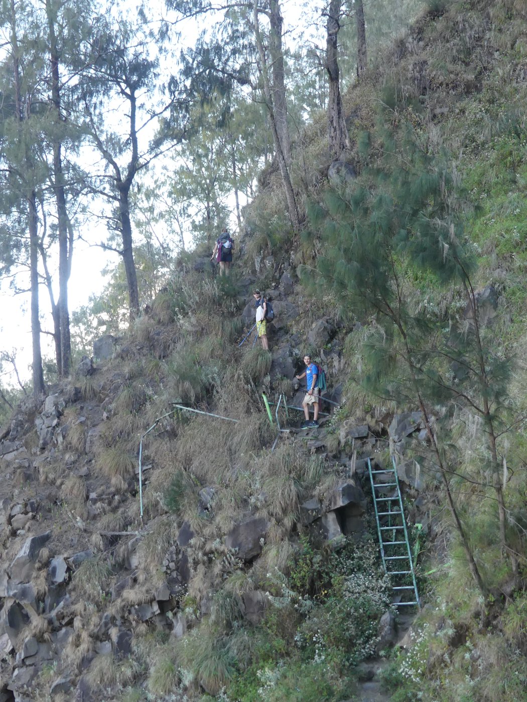 The second camp on the crater rim ridge at sunset
