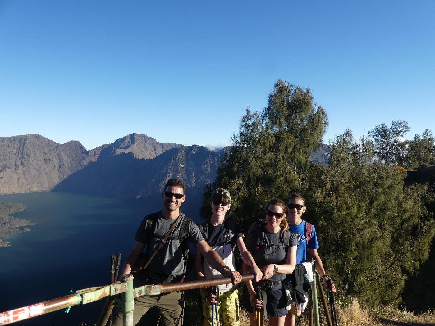 The ridge camp railing looking out over the crater