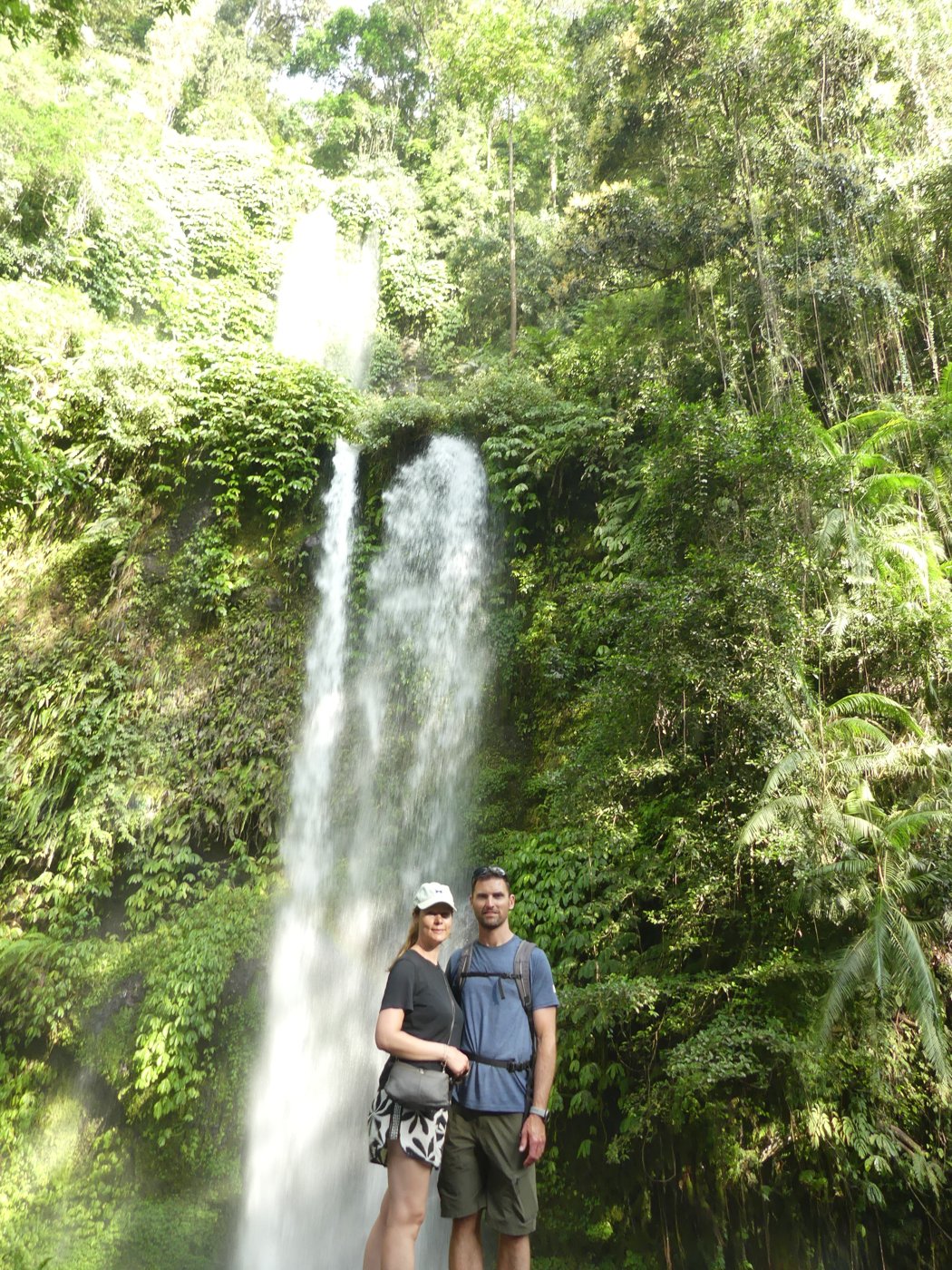 The green jungle path down to the falls
