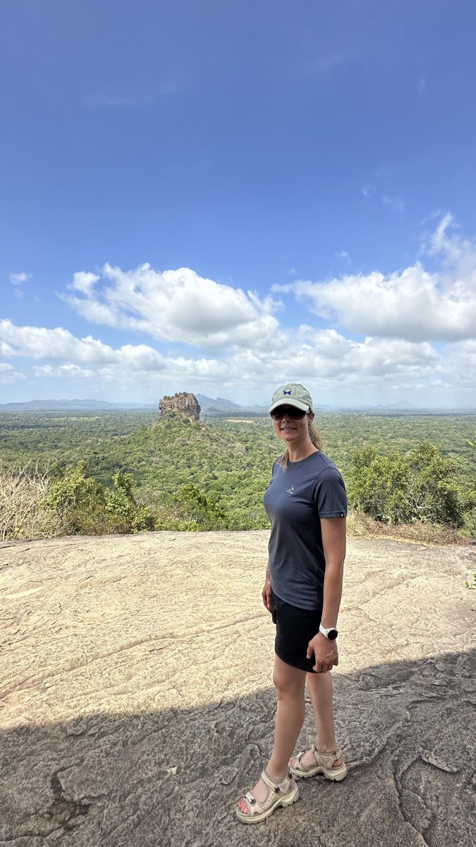 Line on Pidurangala with the Lion Rock and jungle behind